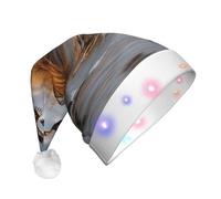KFRXXZQB Hunting Flying Wild Duck -Print Adult Plush Christmas Hat Led Lights Light-Up Santa Hat For Parties Events Soft, Washable Design For Holiday Gatherings Family Celebrations.