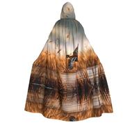 KFRXXZQB Hunting Flying Wild Duck -Print Adults Halloween Cloak Hooded - Full Print Gothic Cape For Festivals, Larp Events & Themed Parties With Machine Washable Fabric