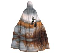 KFRXXZQB Hunting Flying Wild Duck -Print Adults Halloween Cloak Hooded - Full Print Gothic Cape For Festivals, Larp Events & Themed Parties With Machine Washable Fabric