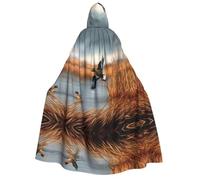 KFRXXZQB Hunting Flying Wild Duck -Print Adults Halloween Cloak Hooded - Full Print Gothic Cape For Festivals, Larp Events & Themed Parties With Machine Washable Fabric