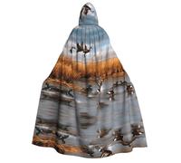 KFRXXZQB Hunting Flying Wild Duck -Print Adults Halloween Cloak Hooded - Full Print Gothic Cape For Festivals, Larp Events & Themed Parties With Machine Washable Fabric