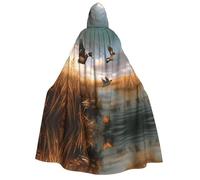 KFRXXZQB Hunting Flying Wild Ducks -Print Adults Halloween Cloak Hooded - Full Print Gothic Cape For Festivals, Larp Events & Themed Parties With Machine Washable Fabric
