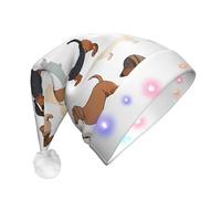 KFRXXZQB I Love My Dog Dachshunds -Print Adult Plush Christmas Hat Led Lights Light-Up Santa Hat For Parties Events Soft, Washable Design For Holiday Gatherings Family Celebrations.