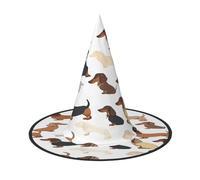 KFRXXZQB I Love My Dog Dachshunds -Print Full Coverage Halloween Hat - Packable Witch Headwear For Festivals, Larp & Parties 1 PC