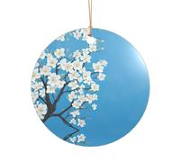 KFRXXZQB Japanese Cherry Flowers -Print Acrylic Pendant Golden Lanyard - Customizable High-Clarity Ornament For Christmas & Wedding Deco.