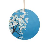 KFRXXZQB Japanese Cherry Flowers -Print Round Aluminum Pendants - Customizable Double-Sided Print, 0.8mm Thin Gold Cord For Christmas.