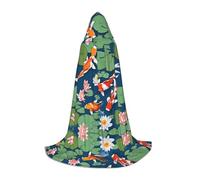 KFRXXZQB Japanese Pretty Koi Fish -Print Youth Hooded Cape - Adjustable Printed Cloak For Halloween Events, School Theatre & Costumes M