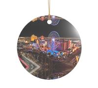 KFRXXZQB Las Vegas night view -Print Acrylic Pendant Golden Lanyard - Customizable High-Clarity Ornament For Christmas & Wedding Deco.