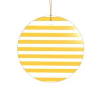 KFRXXZQB Lemon Zest Yellow Stripes Pattern -Print Acrylic Pendant Golden Lanyard - Customizable High-Clarity Ornament For Christmas & Wedding Deco.