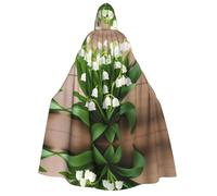 KFRXXZQB Lilies of the Valley -Print Adults Halloween Cloak Hooded - Full Print Gothic Cape For Festivals, Larp Events & Themed Parties With Machine Washable Fabric