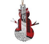KFRXXZQB London Red Telephone Booth -Print Handcrafted Wooden Christmas Ornaments - Double-Sided Printed Hanging Decor For Tree Home Gifts. 2PCS