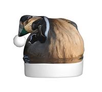 KFRXXZQB mallard duck -Print Adult Plush Christmas Hats - Festive Santa Hats For Adults - Lightweight & Comfortable Christmas Gatherings, Parties Holiday Celebrations.
