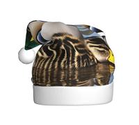KFRXXZQB mallard duck -Print Adult Plush Christmas Hats - Festive Santa Hats For Adults - Lightweight & Comfortable Christmas Gatherings, Parties Holiday Celebrations.