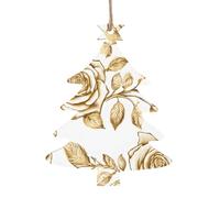 KFRXXZQB Many Golden Flowers -Print Handcrafted Wooden Christmas Ornaments - Double-Sided Printed Hanging Decor For Tree Home Gifts. 2PCS