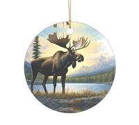 KFRXXZQB Moose Cute Deer -Print Acrylic Pendant Golden Lanyard - Customizable High-Clarity Ornament For Christmas & Wedding Deco.
