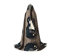 KFRXXZQB Musical Guitar -Print Youth Hooded Cape - Adjustable Printed Cloak For Halloween Events, School Theatre & Costumes L