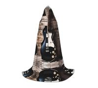 KFRXXZQB Musical Guitar -Print Youth Hooded Cape - Adjustable Printed Cloak For Halloween Events, School Theatre & Costumes M