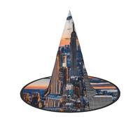 KFRXXZQB New York City -Print Full Coverage Halloween Hat - Packable Witch Headwear For Festivals, Larp & Parties 1 PC