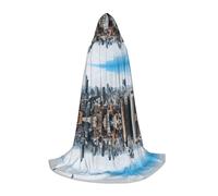 KFRXXZQB New York Fashion City -Print Youth Hooded Cape - Adjustable Printed Cloak For Halloween Events, School Theatre & Costumes S