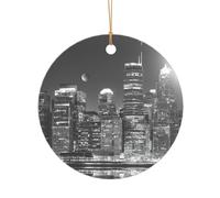 KFRXXZQB New York paintings -Print Acrylic Pendant Golden Lanyard - Customizable High-Clarity Ornament For Christmas & Wedding Deco.