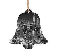 KFRXXZQB new york -Print Handcrafted Wooden Christmas Ornaments - Double-Sided Printed Hanging Decor For Tree Home Gifts. 2PCS
