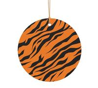 KFRXXZQB Orange tiger leopard -Print Round Aluminum Pendants - Customizable Double-Sided Print, 0.8mm Thin Gold Cord For Christmas.