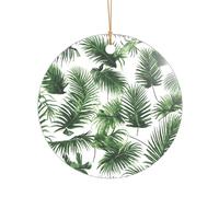 KFRXXZQB Palm Tree Green Leaves -Print Acrylic Pendant Golden Lanyard - Customizable High-Clarity Ornament For Christmas & Wedding Deco.