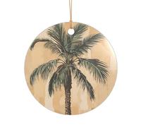 KFRXXZQB Palm Tree Tropical -Print Acrylic Pendant Golden Lanyard - Customizable High-Clarity Ornament For Christmas & Wedding Deco.