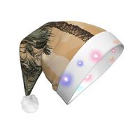 KFRXXZQB Palm Tree Tropical -Print Adult Plush Christmas Hat Led Lights Light-Up Santa Hat For Parties Events Soft, Washable Design For Holiday Gatherings Family Celebrations.