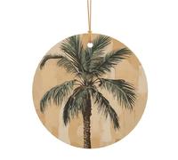 KFRXXZQB Palm Tree Tropical -Print Round Aluminum Pendants - Customizable Double-Sided Print, 0.8mm Thin Gold Cord For Christmas.