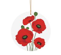 KFRXXZQB poppy flowers -Print Round Aluminum Pendants - Customizable Double-Sided Print, 0.8mm Thin Gold Cord For Christmas.