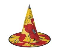 KFRXXZQB pretty poppy flowers -Print Full Coverage Halloween Hat - Packable Witch Headwear For Festivals, Larp & Parties 1 PC