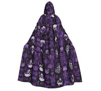 KFRXXZQB Purple Black Goth Spooky -Print Adults Halloween Cloak Hooded - Full Print Gothic Cape For Festivals, Larp Events & Themed Parties With Machine Washable Fabric