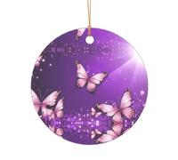 KFRXXZQB Purple Butterflies -Print Acrylic Pendant Golden Lanyard - Customizable High-Clarity Ornament For Christmas & Wedding Deco.