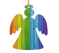 KFRXXZQB Rainbow Colored Wood Background -Print Handcrafted Wooden Christmas Ornaments - Double-Sided Printed Hanging Decor For Tree Home Gifts. 2PCS