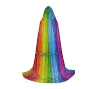 KFRXXZQB Rainbow Colored Wood Background -Print Youth Hooded Cape - Adjustable Printed Cloak For Halloween Events, School Theatre & Costumes M