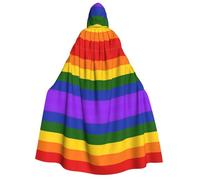 KFRXXZQB Rainbow Flag -Print Adults Halloween Cloak Hooded - Full Print Gothic Cape For Festivals, Larp Events & Themed Parties With Machine Washable Fabric