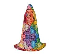 KFRXXZQB Rainbow Flowers -Print Youth Hooded Cape - Adjustable Printed Cloak For Halloween Events, School Theatre & Costumes S