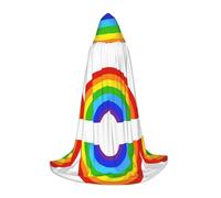 KFRXXZQB Rainbow Printed -Print Youth Hooded Cape - Adjustable Printed Cloak For Halloween Events, School Theatre & Costumes L