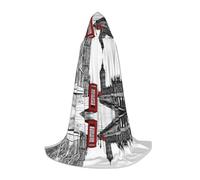 KFRXXZQB Red Phone Booth London Street -Print Youth Hooded Cape - Adjustable Printed Cloak For Halloween Events, School Theatre & Costumes M