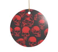 KFRXXZQB Red Skulls -Print Acrylic Pendant Golden Lanyard - Customizable High-Clarity Ornament For Christmas & Wedding Deco.