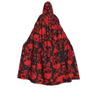 KFRXXZQB Red Skulls -Print Adults Halloween Cloak Hooded - Full Print Gothic Cape For Festivals, Larp Events & Themed Parties With Machine Washable Fabric