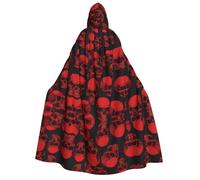 KFRXXZQB Red Skulls -Print Adults Halloween Cloak Hooded - Full Print Gothic Cape For Festivals, Larp Events & Themed Parties With Machine Washable Fabric