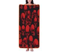 KFRXXZQB Red Skulls -Print Coral Fleece Bath Towel 27x55 Inch | Soft, Absorbent, Quick-Dry For Home, Travel, Spa | Lightweight Bath Linen.