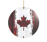KFRXXZQB Retro Canada Flag -Print Acrylic Pendant Golden Lanyard - Customizable High-Clarity Ornament For Christmas & Wedding Deco.