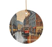 KFRXXZQB san francisco -Print Round Aluminum Pendants - Customizable Double-Sided Print, 0.8mm Thin Gold Cord For Christmas.