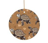 KFRXXZQB Sea Turtles -Print Round Aluminum Pendants - Customizable Double-Sided Print, 0.8mm Thin Gold Cord For Christmas.