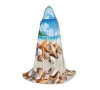 KFRXXZQB Seashell Beach -Print Youth Hooded Cape - Adjustable Printed Cloak For Halloween Events, School Theatre & Costumes L