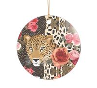 KFRXXZQB Striped Leopard -Print Acrylic Pendant Golden Lanyard - Customizable High-Clarity Ornament For Christmas & Wedding Deco.