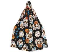 KFRXXZQB sugar skulls -Print Adults Halloween Cloak Hooded - Full Print Gothic Cape For Festivals, Larp Events & Themed Parties With Machine Washable Fabric